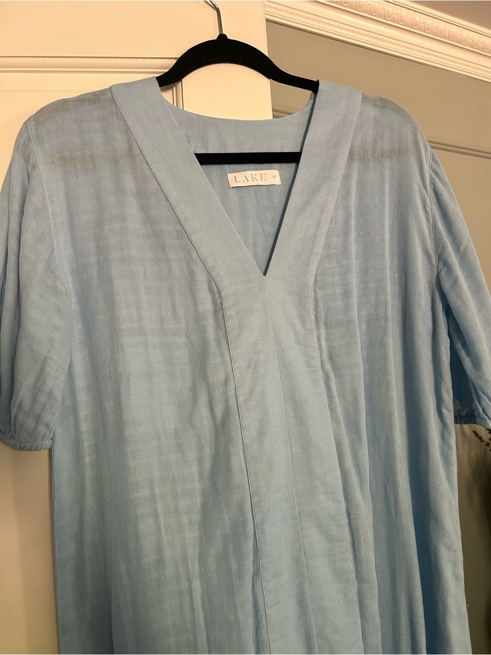 LAKE Blue  Short Sleeve Women's Gauze dress